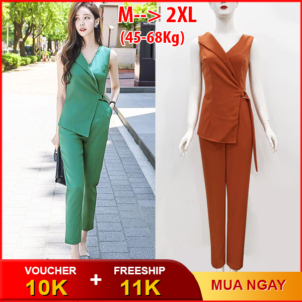 [HCM]XUKA - Women's dress office set Set high-end streetwear set high-end business suit beautiful jumpsuit with vest collar - office jump- OFFICE FASHION OFFICE DRESS DRESS 3250 3260