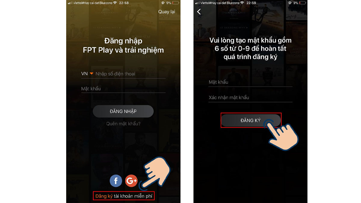 Cách đăng ký tài khoản FPT Play trên iPhone và Android