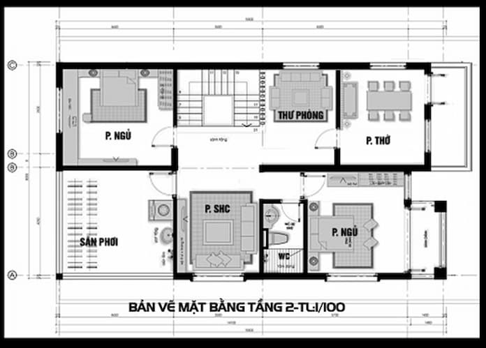 mẫu nhà 2 tầng 7x12m