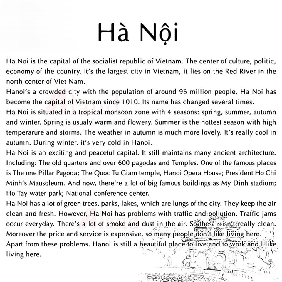 Giới thiệu về Hà Nội, Việt Nam bằng tiếng anh