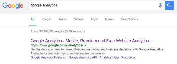 google analytics search