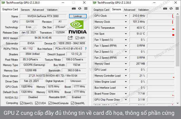 Tải GPU Z 64bit - Phần mềm kiểm tra Card màn hình NVIDIA, AMD, ATI và