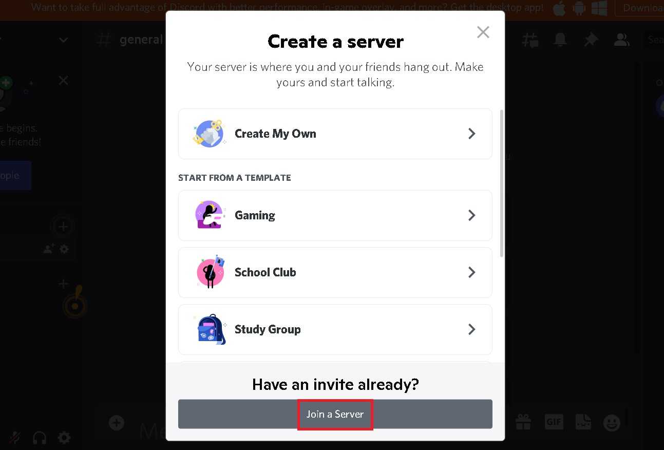 Bạn chọn vào Join a Server