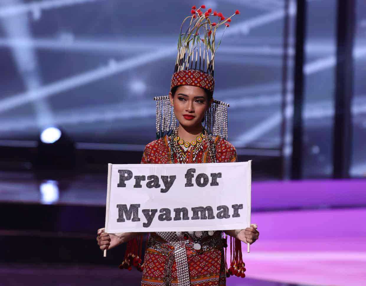 Hoa hậu Myanmar dự thi Miss Universe bác tin bị truy nã, nói chưa dám trở về - Ảnh 1.