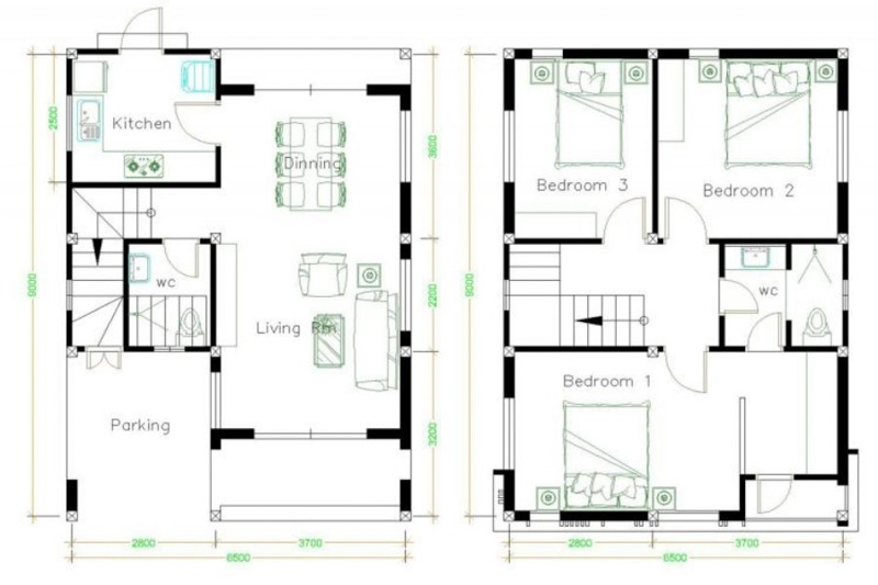 thiết kế nhà rộng 6m dài 9m