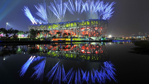 Sân vận động quốc gia Tổ chim trong Lễ khai mạc Thế vận hội Bắc Kinh 2008. (Nguồn: olympics.com)