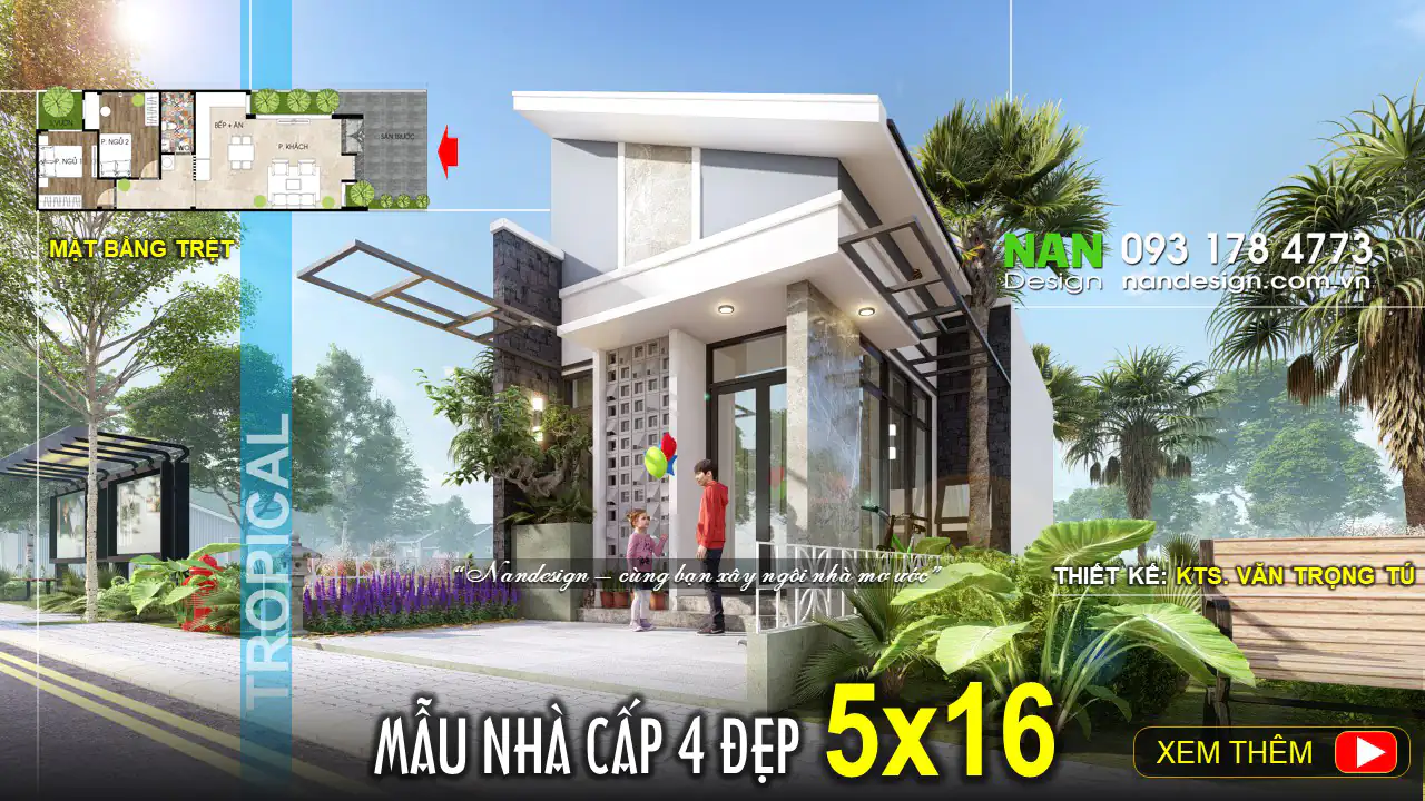 Mẫu Nhà Cấp 4 5x16m Với Không Gian "Chạm" Đến Thiên Nhiên