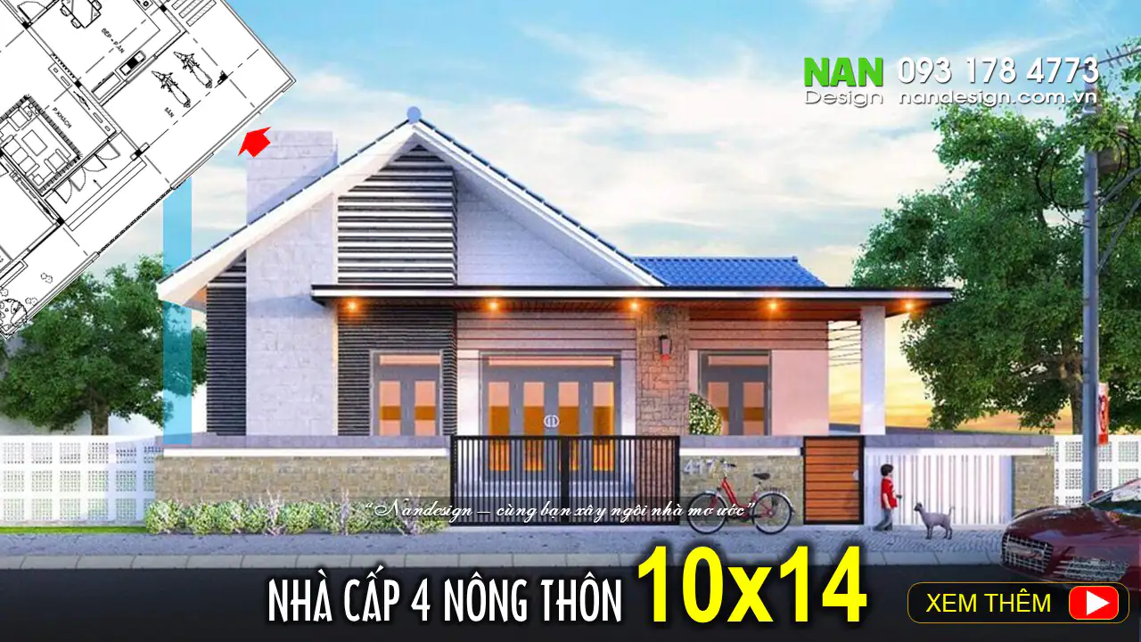 Mẫu Nhà Cấp 4 Nông Thôn 10x14m Đẹp Hiện Đại