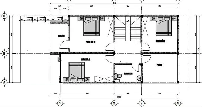 Mặt bằng nhà phố 3 tầng mặt tiền 7m