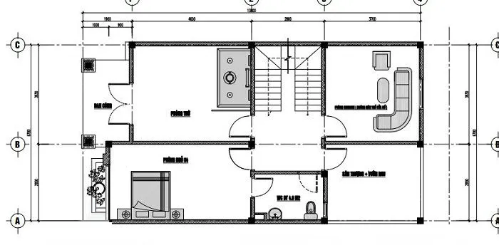 Mặt bằng nhà phố 3 tầng 7x16m