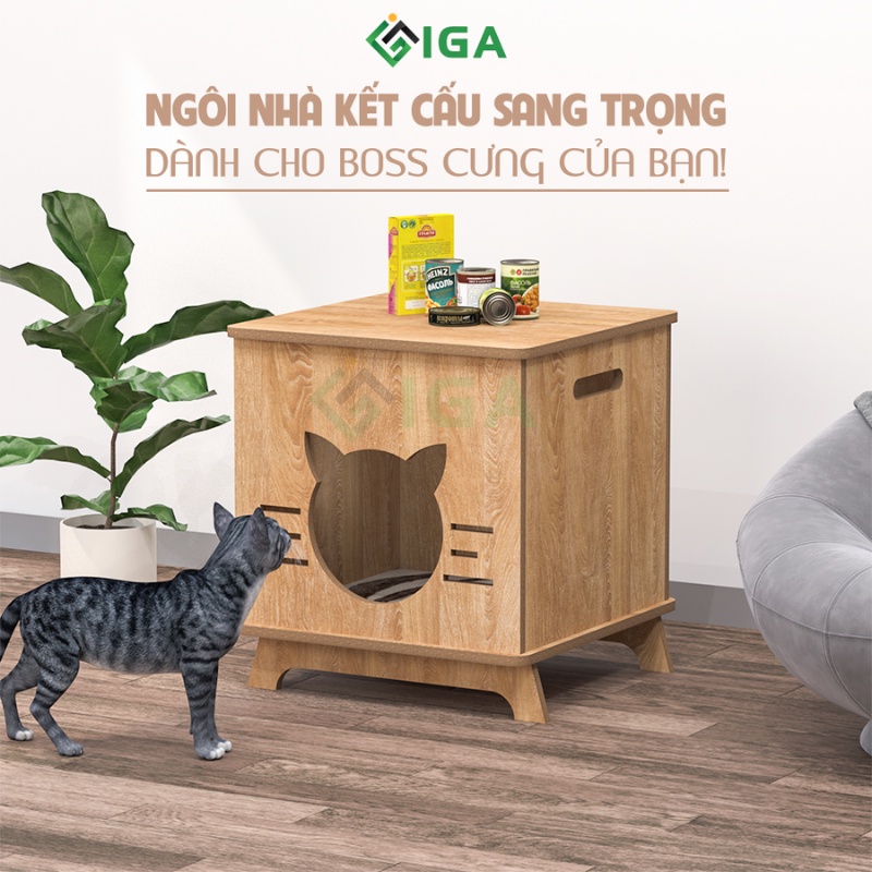 nhà gỗ cho mèo