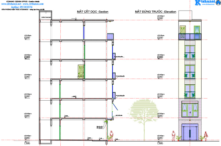 3 mẫu thiết kế nhà 4x11m có thang máy