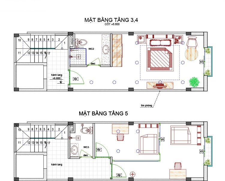 3 mẫu thiết kế nhà 4x11m có thang máy