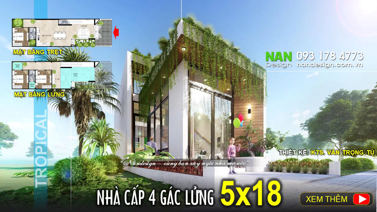 nhà cấp 4 đẹp 5x18