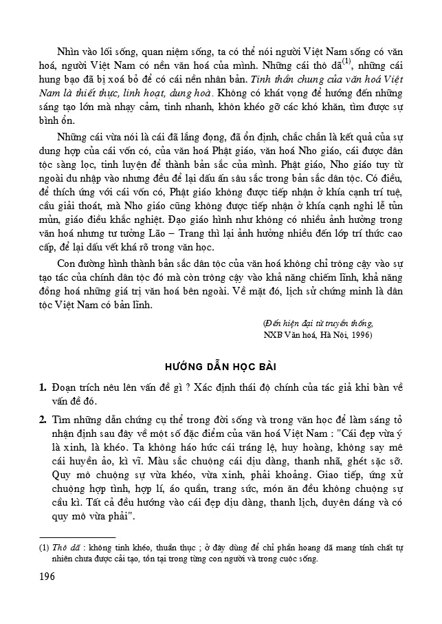 Nhìn về vốn văn hoá dân tộc (Trích Đến hiện đại từ truyền thống – Trần Đình Hượu)