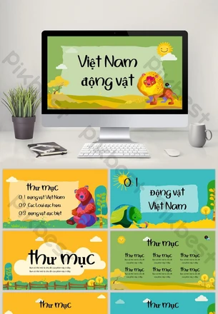 Bản mẫu văn hóa động vật hoang dã Việt Nam màu sắc Green PowerPoint hình ảnh PPTX
