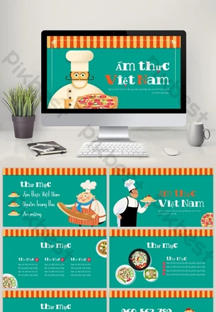 Bản mẫu văn hóa ẩm thực Việt Nam Green PowerPoint hình ảnh PPTX