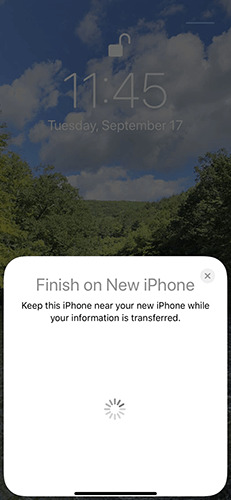 thông báo Finish on New iPhone khi hoàn thành kêt nỗi