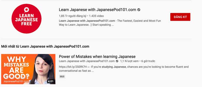 Kênh youtube học tiếng Nhật