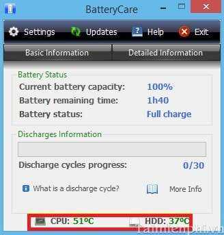 Download BatteryCare - Kiểm tra, giám sát hoạt động pin laptop -taimie