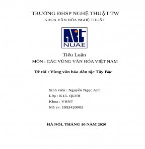 Tiểu luận môn Các vùng văn hóa việt nam , Tây Bắc - Tài liệu text