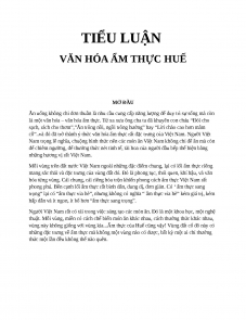 TIỂU LUẬN VĂN HÓA ẨM THỰC HUẾ - Tài liệu text