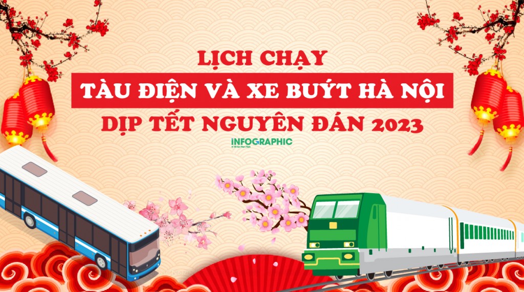 Lịch chạy tàu điện và xe buýt Hà Nội dịp Tết Nguyên đán 2023