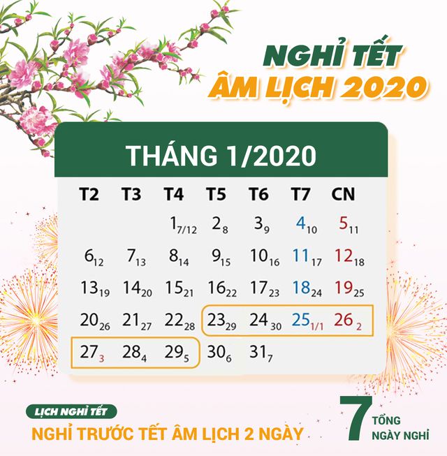 Lịch Nghỉ Tết Nguyên Đán 2020 - Lịch Nghỉ Tết Âm Lịch 2020