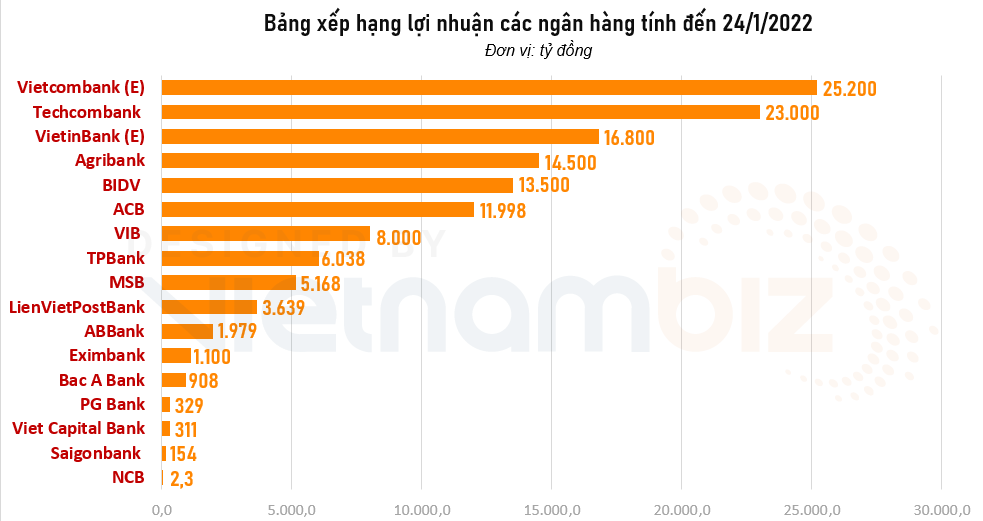 Hé lộ bảng xếp hạng lợi nhuận các ngân hàng: Techcombank góp mặt trong các DN lãi tỷ đô, MSB tăng trưởng ba con số - Ảnh 1.