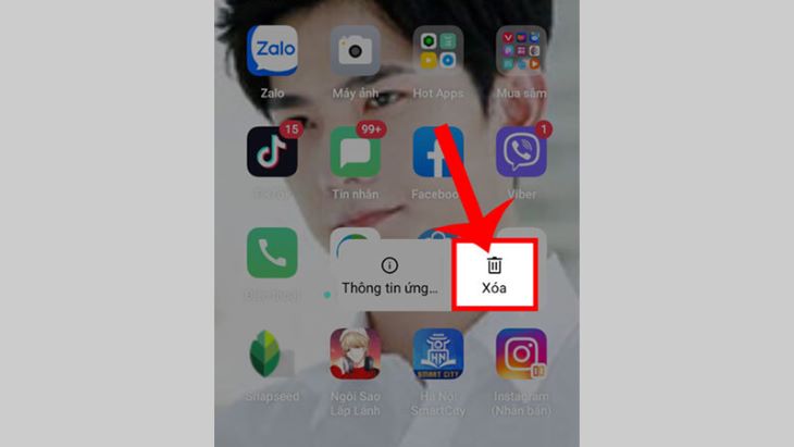 Nếu bạn muốn xóa bỏ ứng dụng nhân bản, thì chỉ cần chạm và giữ vào biểu tượng của ứng dụng > Nhấn vào nút Xóa.