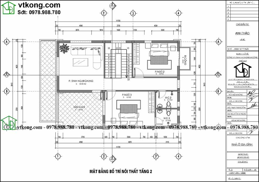 Công năng sử dụng tầng 2 của mẫu BT2T82­