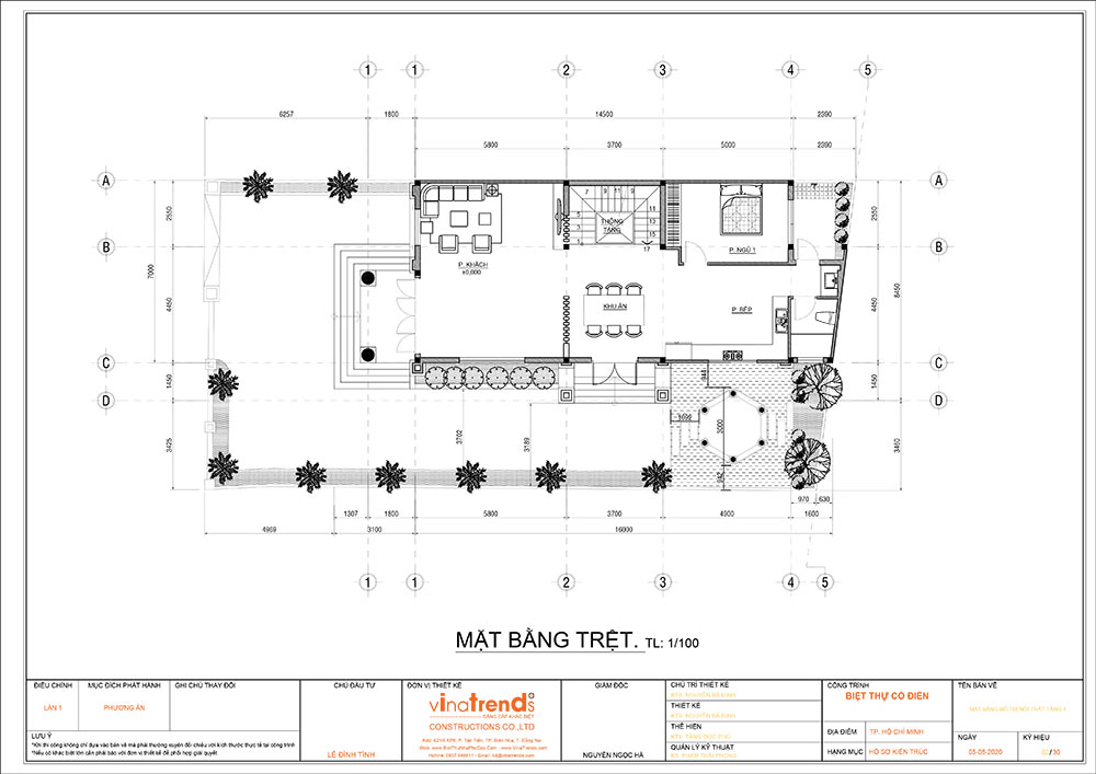 mat bang cong nang mau biet thu mai thai 3 tang 1 Mẫu nhà biệt thự cổ điển  mái thái 3 tầng 7mx17,6m hút gió & ánh sáng tính toán tài tình