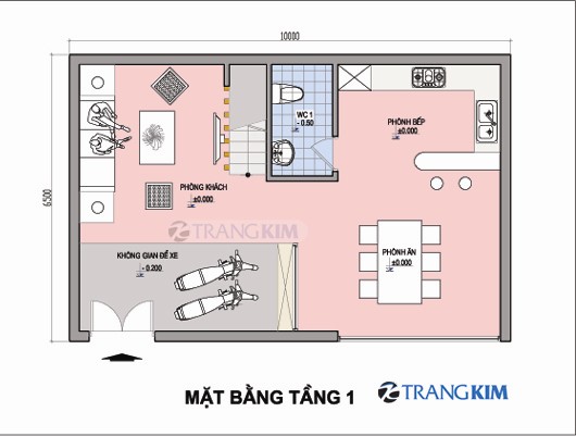 Tư vấn thiết kế nhà 3 tầng 4 phòng ngủ 6.5x10m có gara