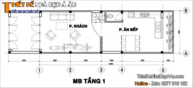 Chi tiết cách bố trí công năng tầng 1 căn nhà phố 3 tầng