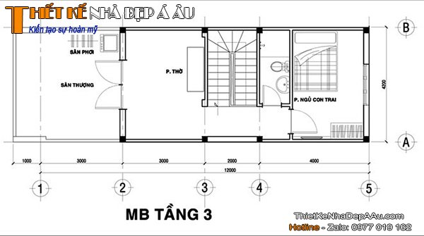 Bản vẽ nhà phố mặt tiền 4m