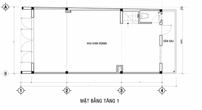 Ảnh 24: Mặt bằng tầng 1 nhà 3 tầng 7m kết hợp kinh doanh