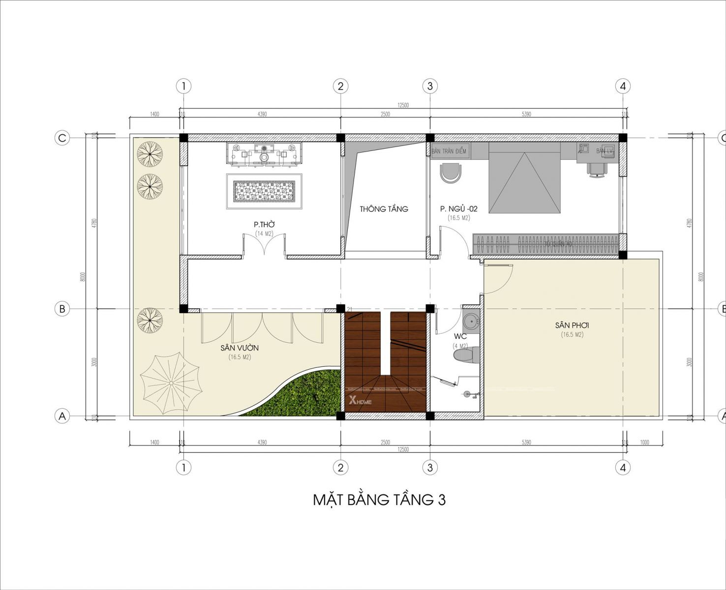 Tư vấn thiết kế Biệt thự hiện đại 3 tầng 8x20m (160 m2) 