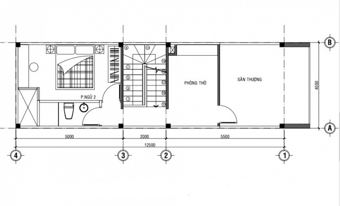 Ảnh 4: Mặt bằng tầng 3 nhà 3 tầng 7m hiện đại