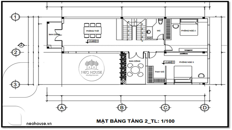 Mặt bằng lầu 1 nhà 2 tầng có gara chữ l