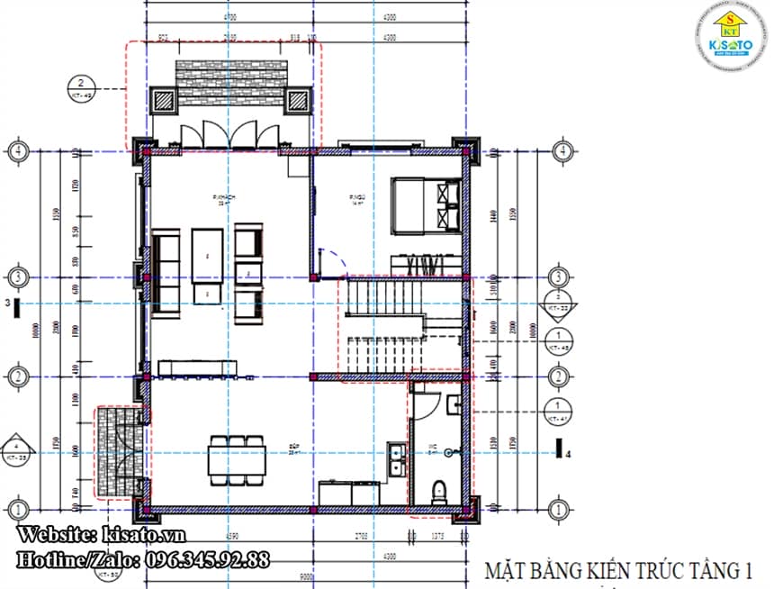 Mặt bằng công năng 2D mẫu biệt thự tân cổ điển mái Thái