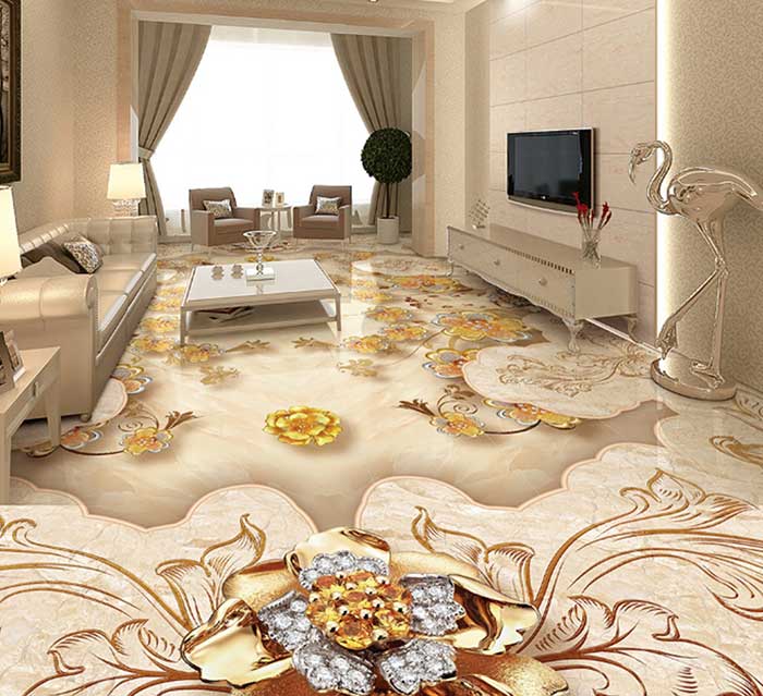 Với mẫu gạch lát nền dạng thảm ngọc, không gian thiết kế trông thật sang trọng, đẳng cấp. Nếu phòng khách nhà bạn thiết kế theo phong cách Đương đại thì đây chính là lựa chọn phù hợp.
