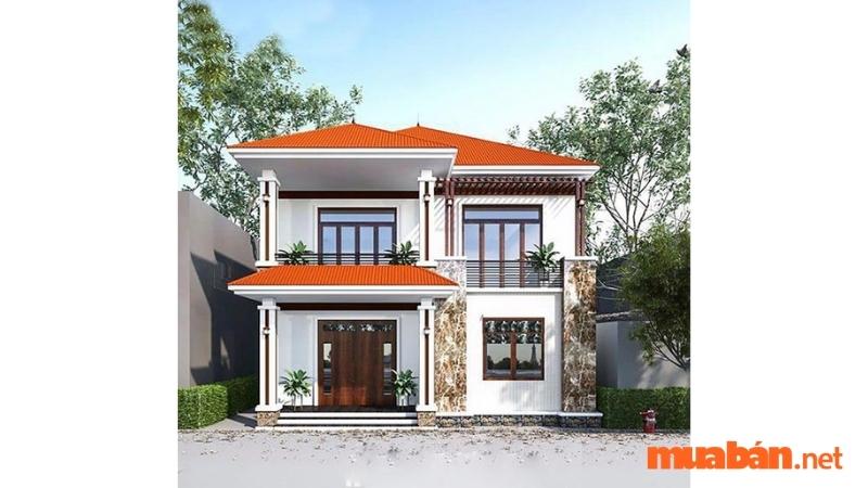 Mẫu nhà 2 tầng mái Thái đẹp - Mẫu số 22