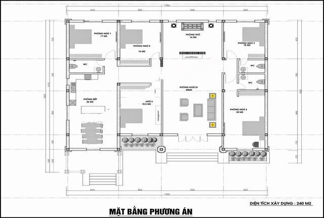 mẫu nhà cấp 4 5 phòng ngủ