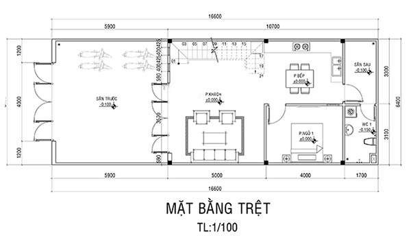 Bản vẽ thiết kế mẫu nhà cấp 4 ngang 6m