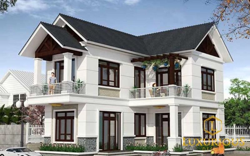 Nhà 2 tầng chữ L 80m2 đơn giản và tinh tế