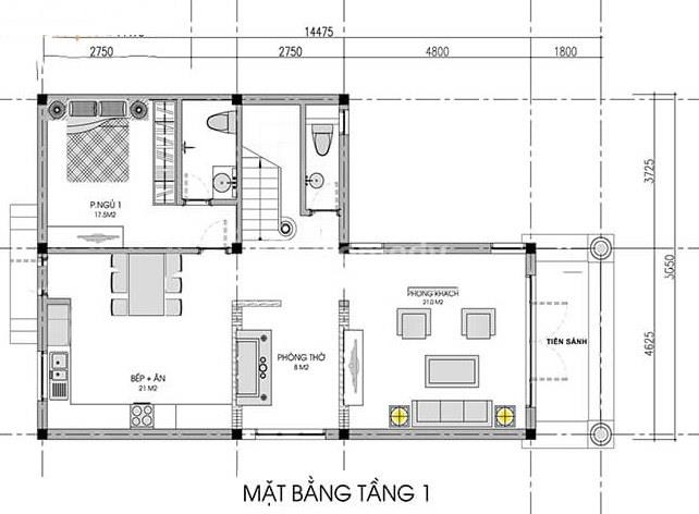 Biệt thự nhà chữ l 2 tầng 80m2 đẹp