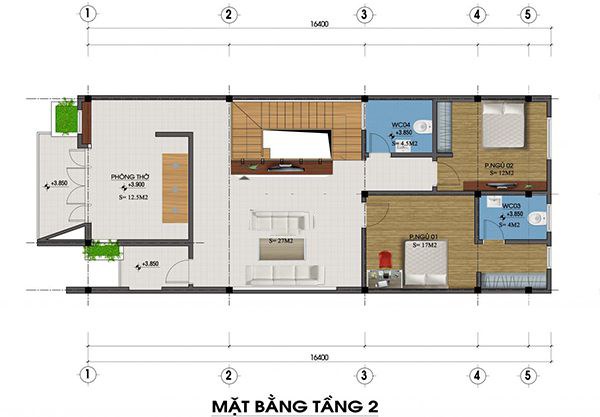 mẫu nhà ống 2 tầng 80m2