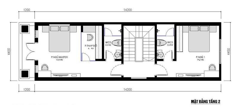 mẫu nhà ống 3 tầng 70m2