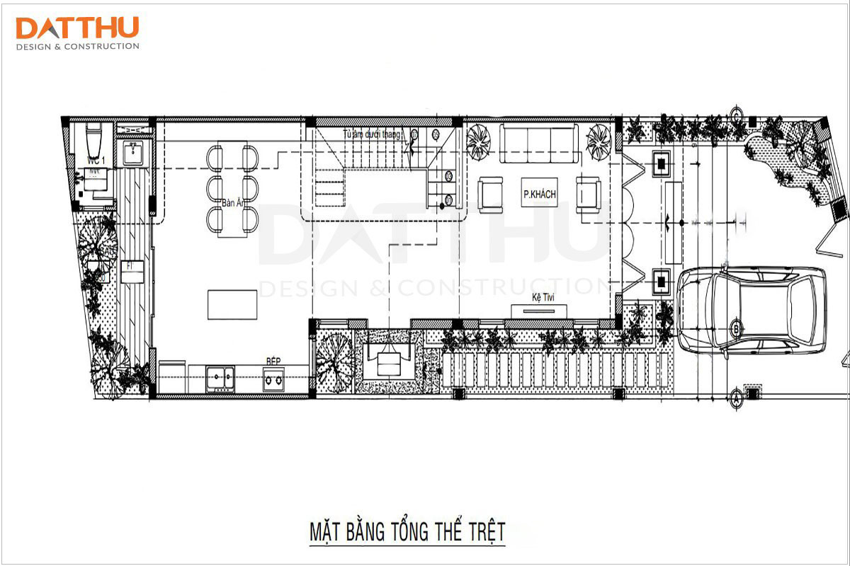 Bản vẽ nhà ống 3 tầng mái thái