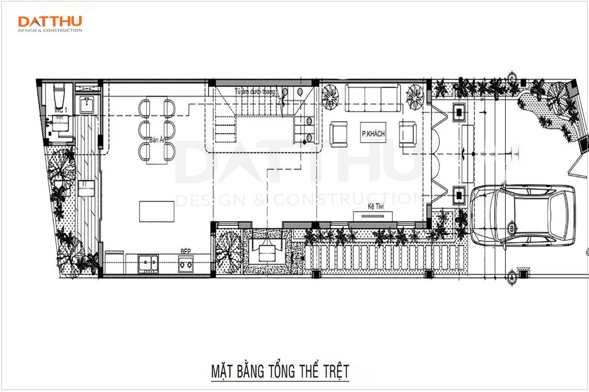 Bản vẽ mặt bằng tầng 2 nhà ống 3 tầng mái thái